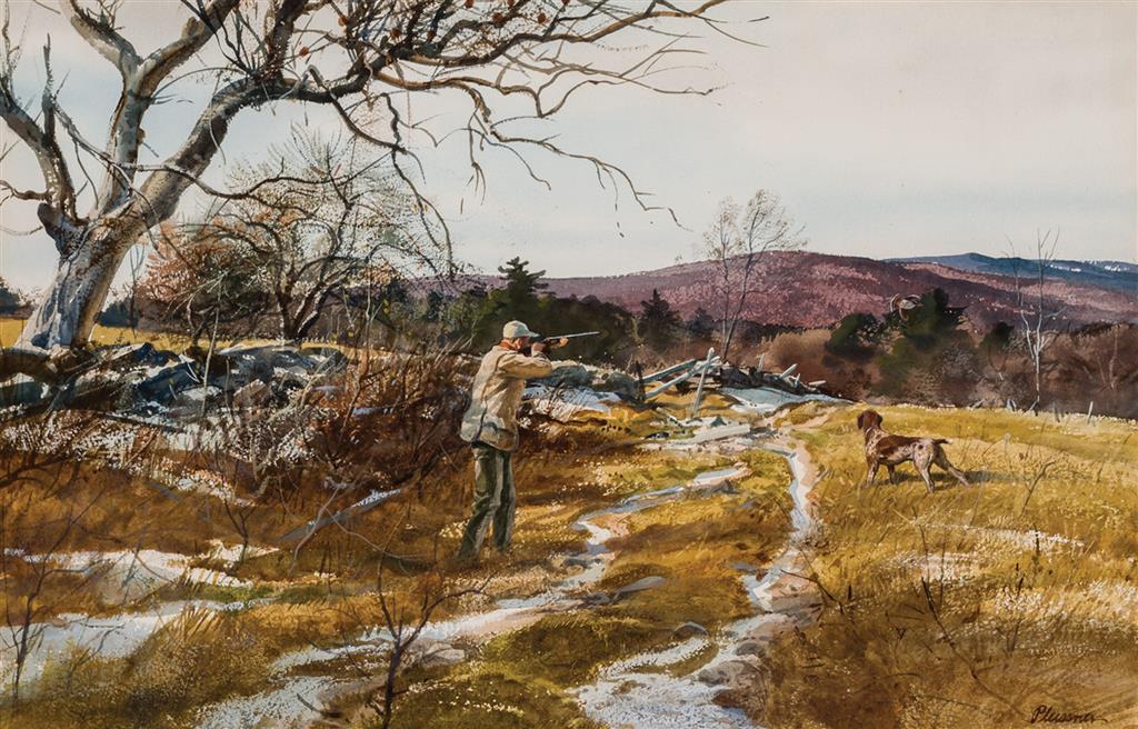 Appraisal: OGDEN MINTON PLEISSNER American - Grouse Hunt watercolor on paper