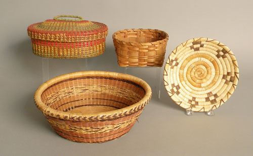 Appraisal: Four Native American woven baskets