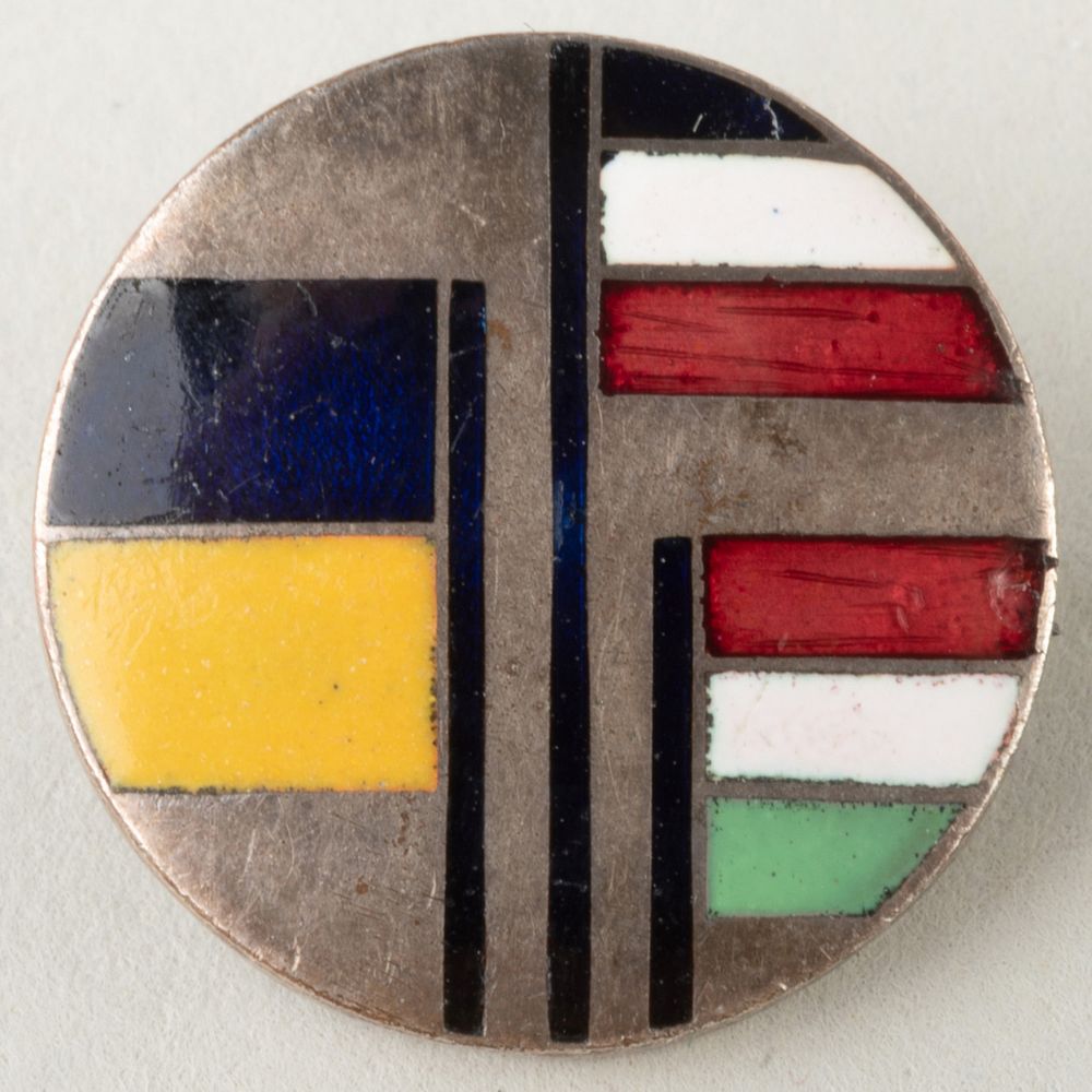 Appraisal: Wiener Werkst tte Enamel Pin Marked 'Wiener Werkstatte' in diam