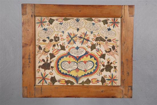 Appraisal: FAMILY RECORD FRAKTUR ATTRIBUTED TO JOSEPH LOCHBAUM THE NINE HEART