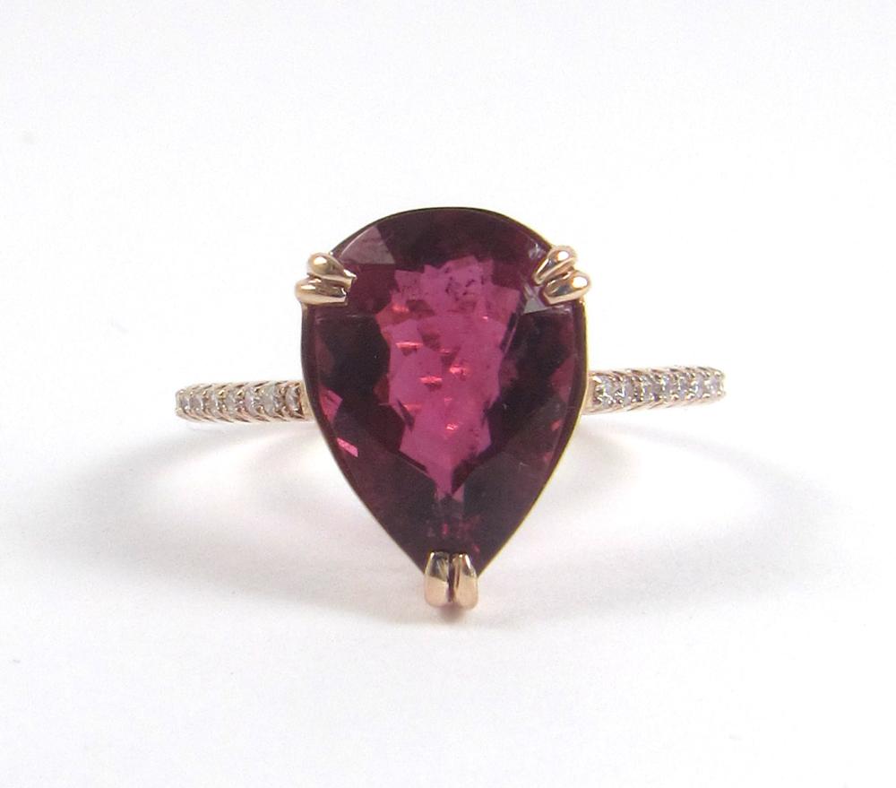 Appraisal: RUBELLITE DIAMOND AND FOURTEEN KARAT GOLD RING The k rose