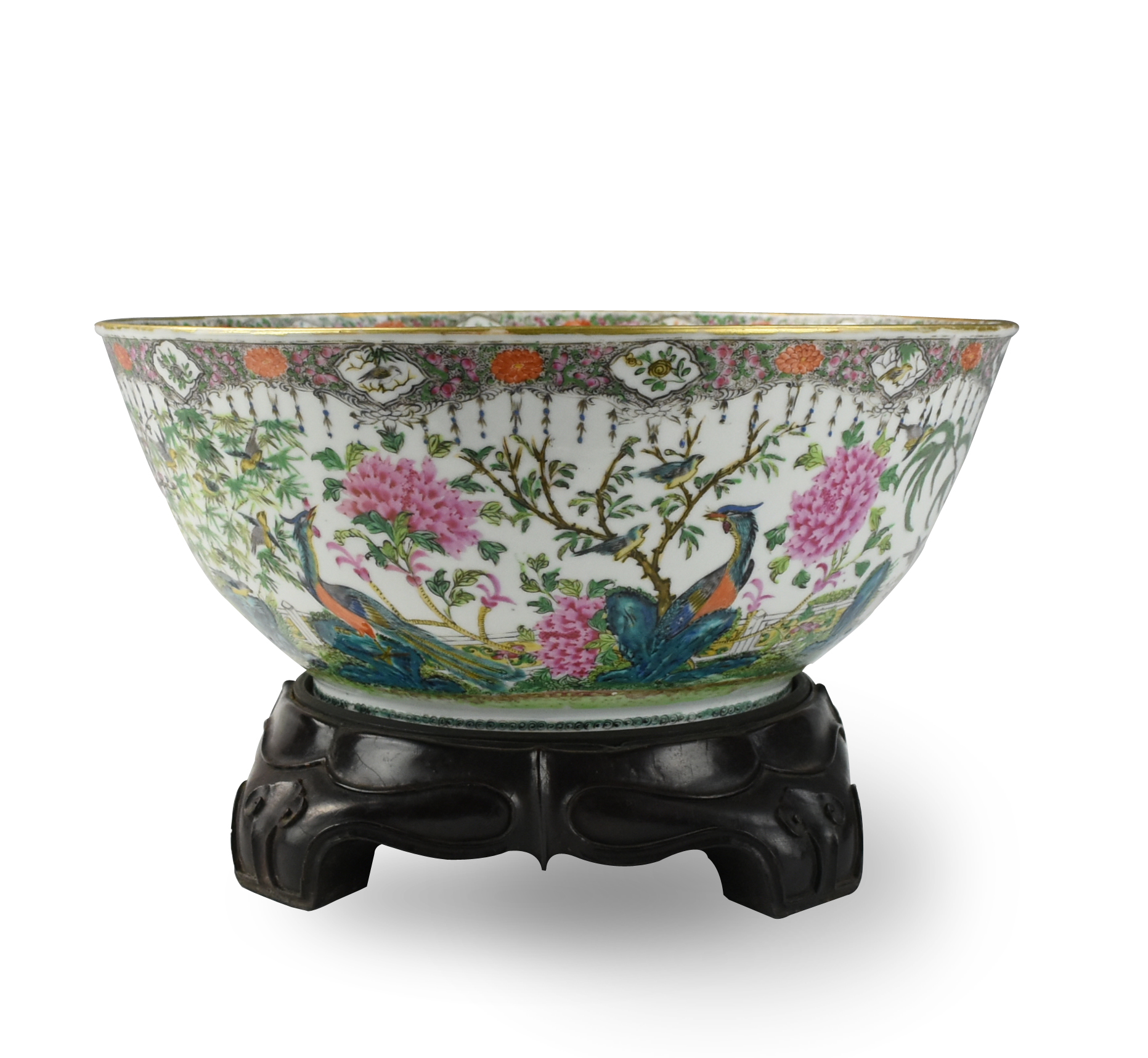 Appraisal: CHINESE CANTON GLAZE PUNCH BOWL XIANFENG PERIOD Chinese Xianfeng Period