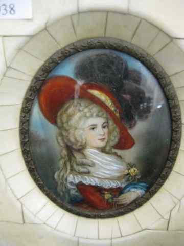 Appraisal: Miniature Painting on Ivory of a Duchess oval image area