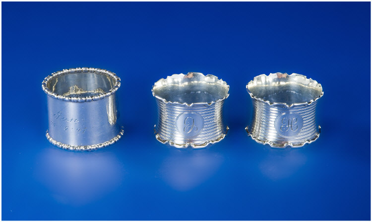 Appraisal: Pair Of Silver Napkin Rings With Moulded Borders Fully Hallmarked