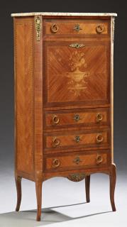 Appraisal: French Louis XV Style Marquetry and Parquetry Inla French Louis