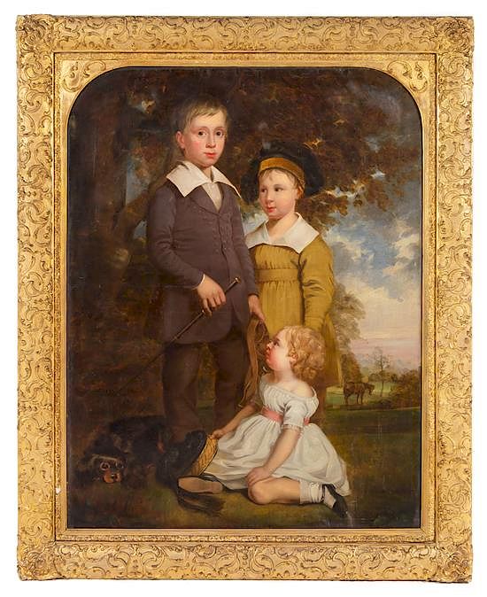 Appraisal: British School Likely th Century Portrait of Three Children British