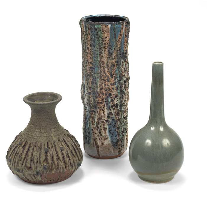 Appraisal: Edna Arnow vases with a Pillin vase three pieces low