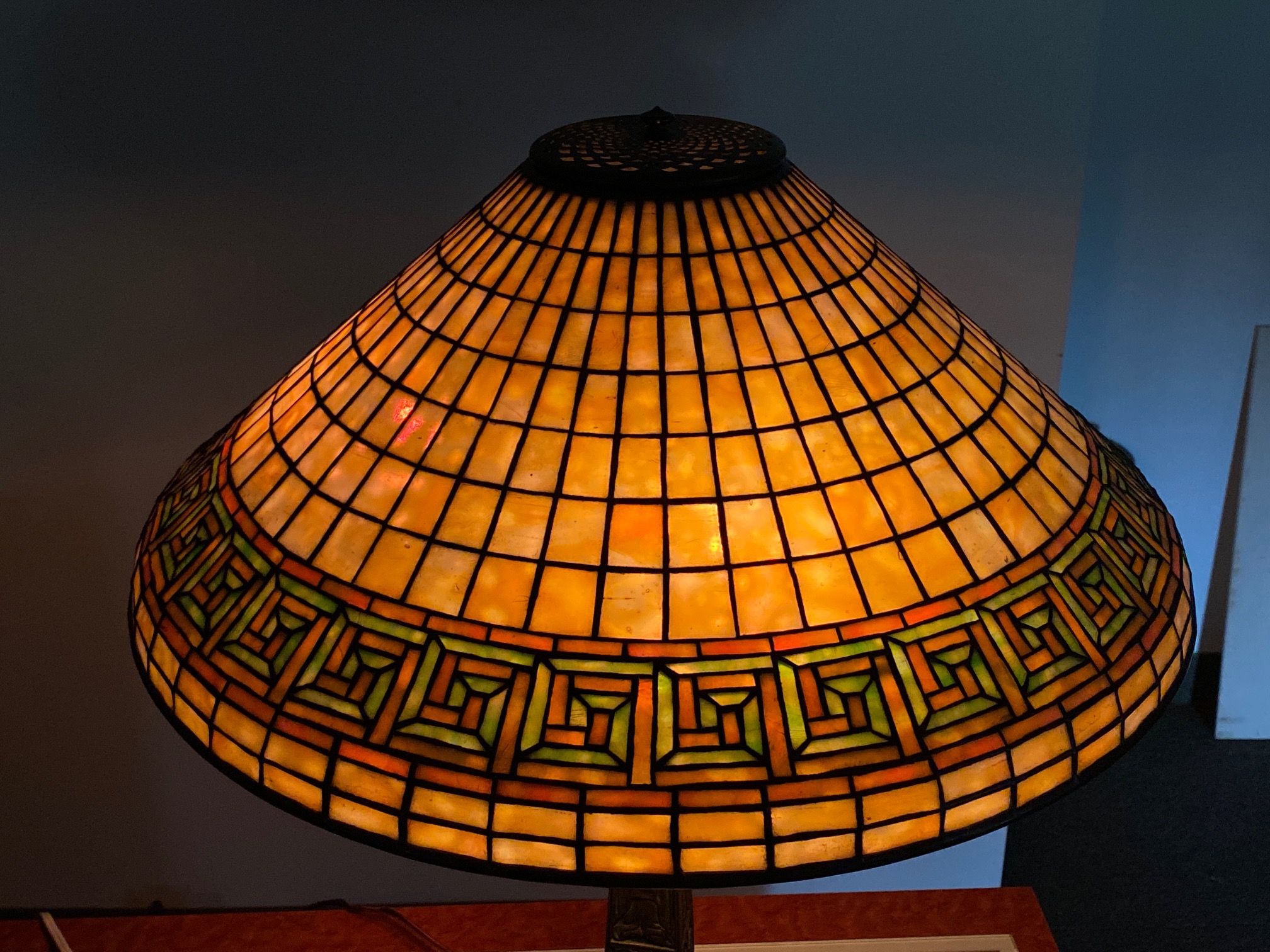 Appraisal: TIFFANY STUDIOS NEW YORK GREEK KEY TABLE LAMP circa leaded