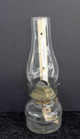 Appraisal: Antique BannerClear Glass Kerosene Oil Lamp Produced in the early