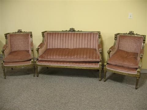 Appraisal: LOUIS XVI STYLE SALON SUITE Including two chairs and setee