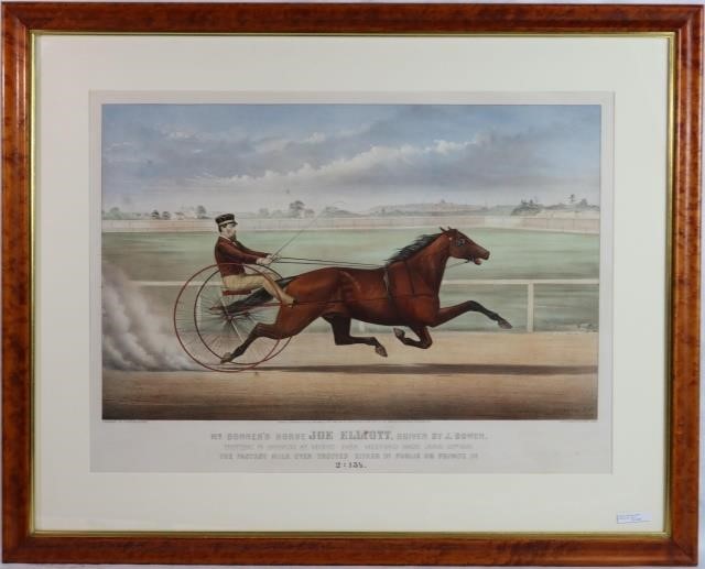 Appraisal: LARGE FOLIO OF CURRIER IVES HAND COLOREDLITHOGRAPH MR BONNER'S HORSE