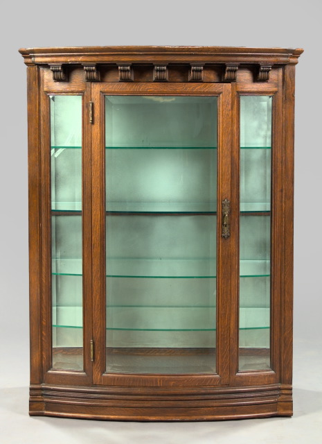 Appraisal: American Late Victorian Quarter-Sawn Oak Curved Glass China Closet ca