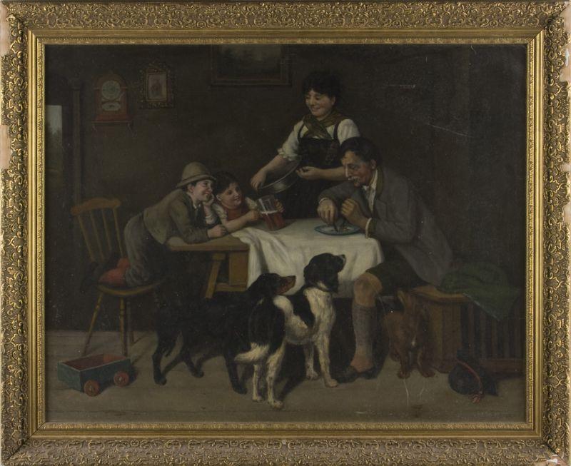 Appraisal: D Sturm German ca The Family Meal oil on masonite