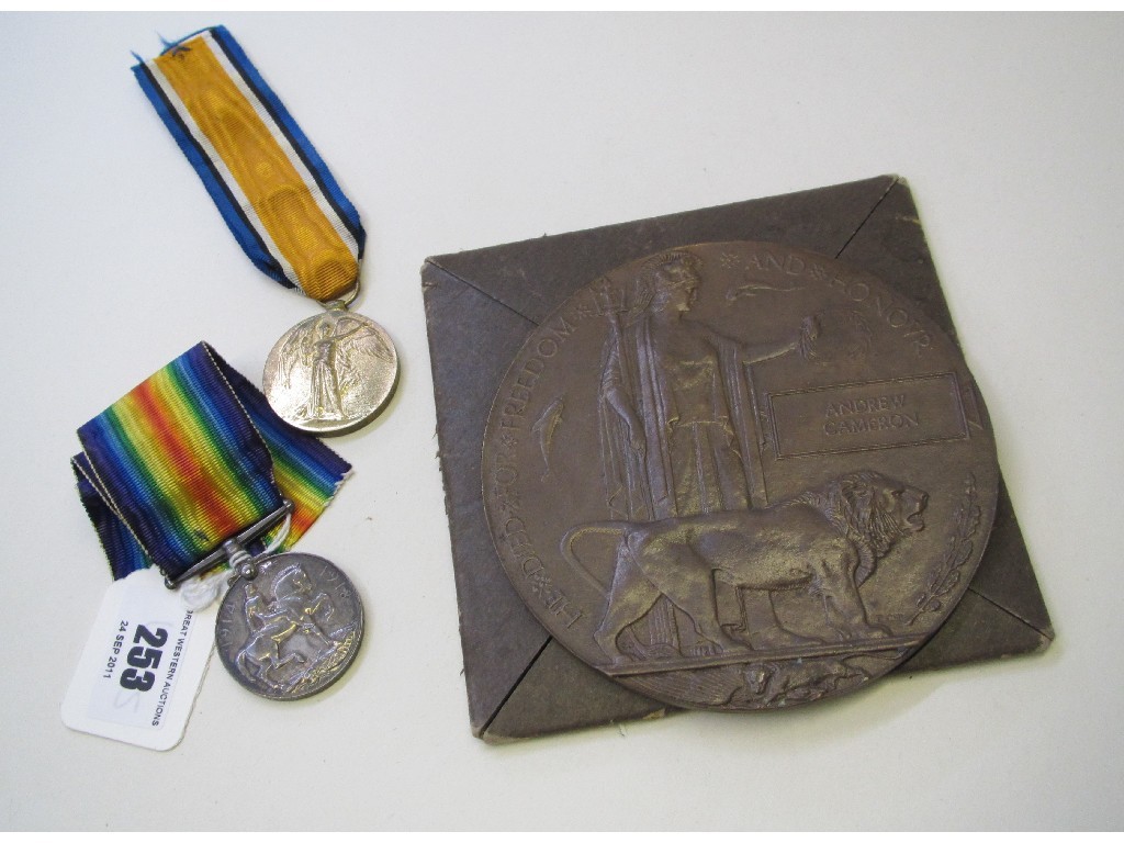 Appraisal: Lot comprising war medal and victory medal to PTE A