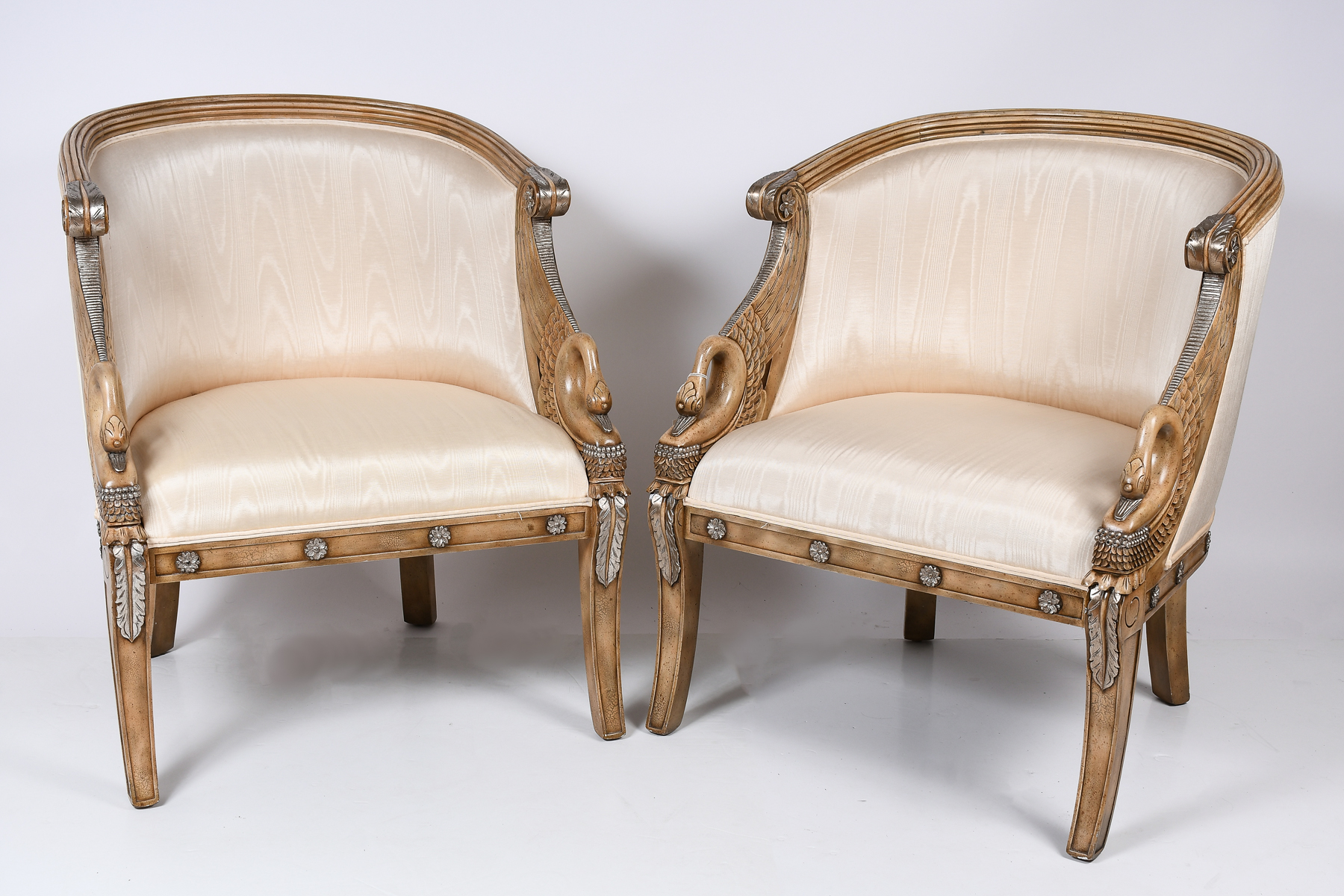 Appraisal: PAIR OF MAITLAND SMITH SWAN CHAIRS Pair of Maitland Smith