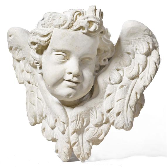 Appraisal: PAIR OF WINGED ANGEL'S HEADS Baroque Italy probably Rome circa