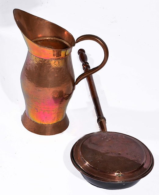 Appraisal: Large copper jugand a copper warming pan