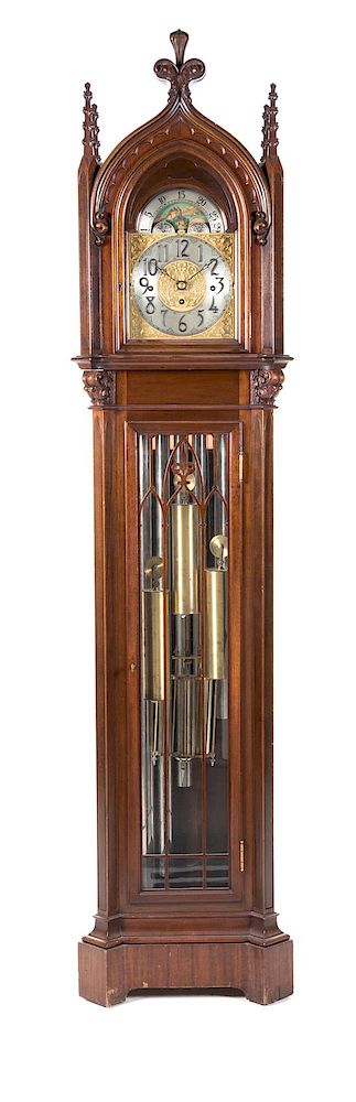 Appraisal: A Gothic Revival Mahogany Tall Case Clock Height x width