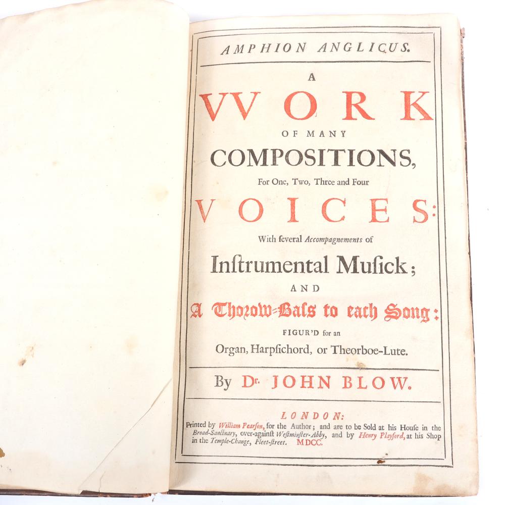 Appraisal: AMPHION ANGLICUS A WORK OF MANY COMPOSITIONS FOR ONE TWO