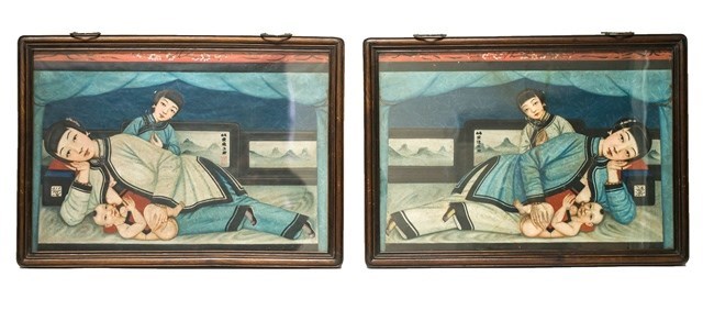 Appraisal: Chinese School late th th century a pair each painted