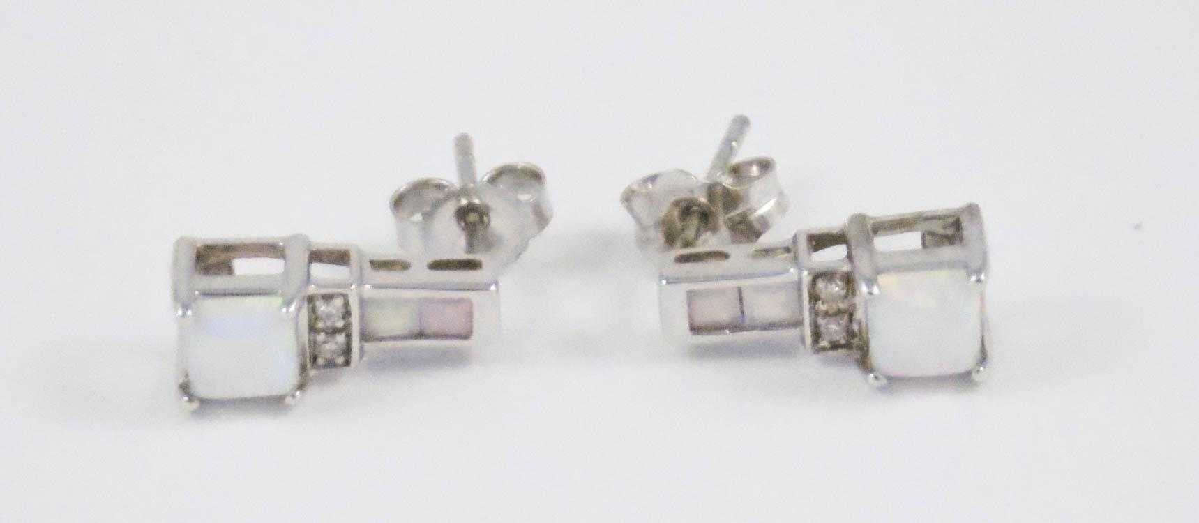 Appraisal: PAIR OF OPAL AND DIAMOND EARRINGS each k white gold