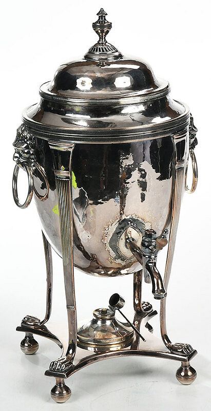 Appraisal: Silver Plate Hot Water Urn probably English late th century