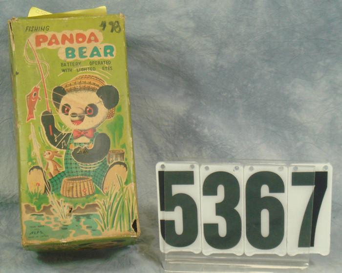 Appraisal: Battery Operated Fishing Panda Bear Bow is rough toy works