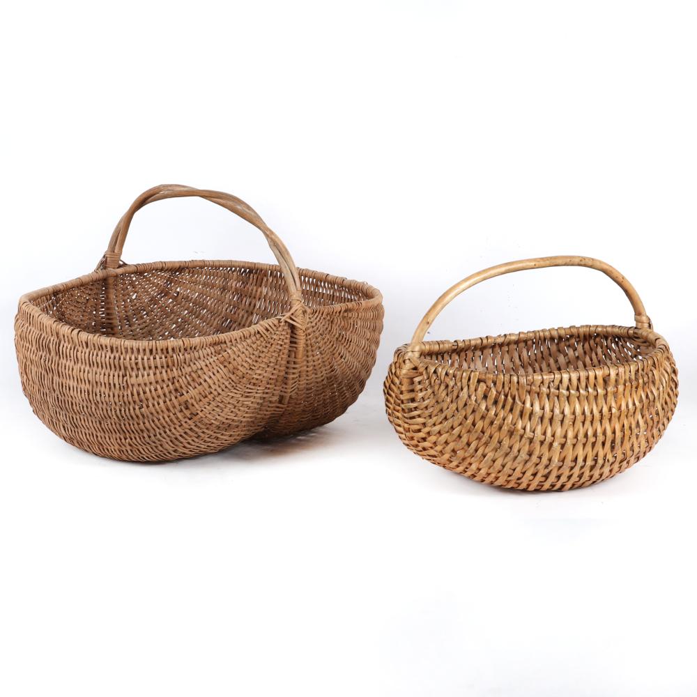 Appraisal: TWO APPALACHIAN RIB TYPE SPLINT WOVEN BASKETS WITH KIDNEY FORM