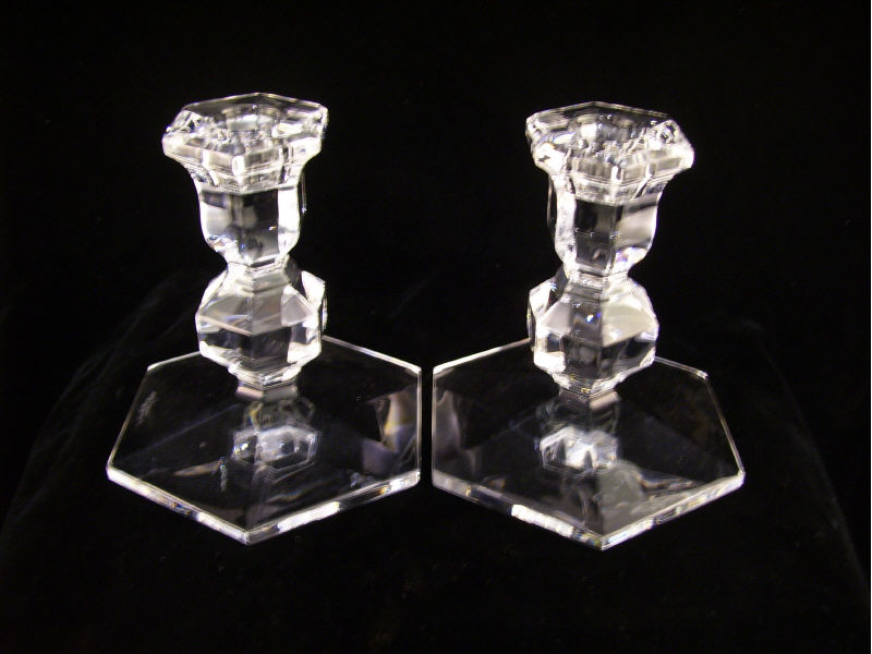 Appraisal: Val St Lambert Crystal Candleholders Low crystal candleholders with six