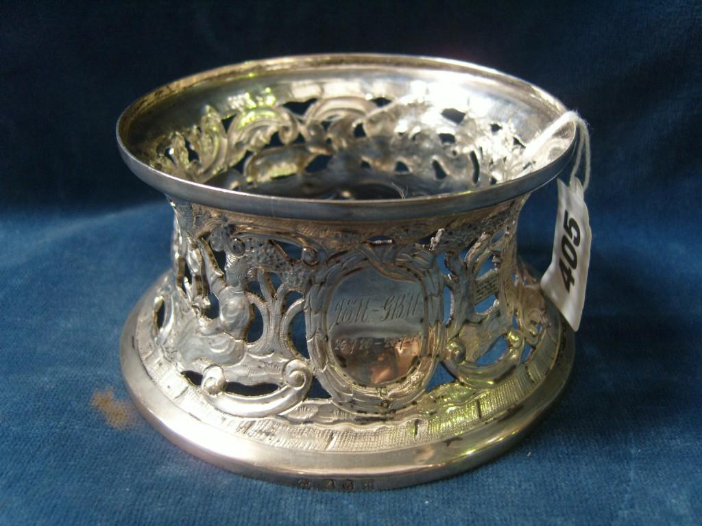 Appraisal: An Irish silver potato ring with pierced and embossed acanthus