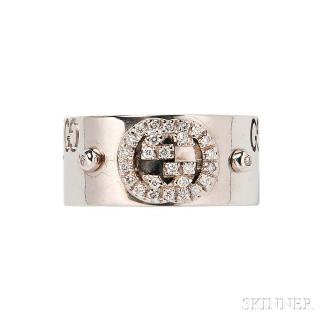 Appraisal: kt White Gold and Diamond Ring Gucci Italy with diamond