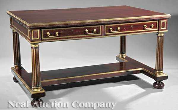 Appraisal: A Napoleon III Gilt Brass-Mounted Carved Mahogany Library Table late