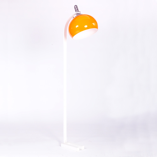 Appraisal: MODERN Floor lamp with adjustable orange plastic hemispheric shade on