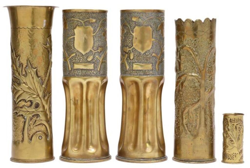 Appraisal: lot of French WWI-era trench art vases fashioned from artillery