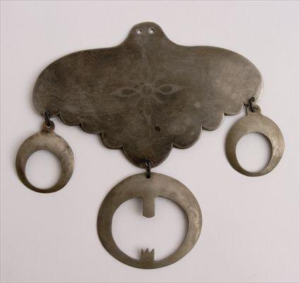 Appraisal: SILVER GORGET WITH THREE PENDANTS in