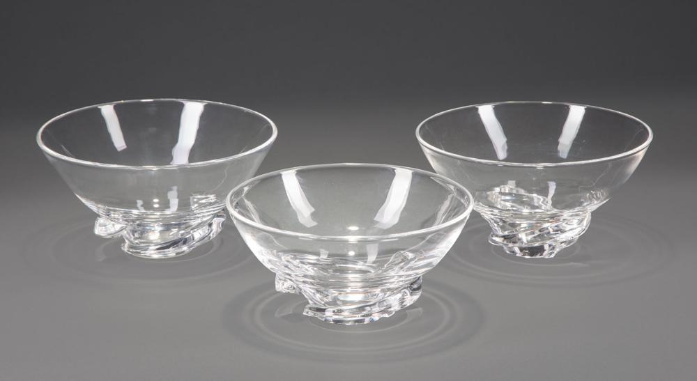 Appraisal: Three Steuben Glass Spiral Bowls etched marks designed by Donald