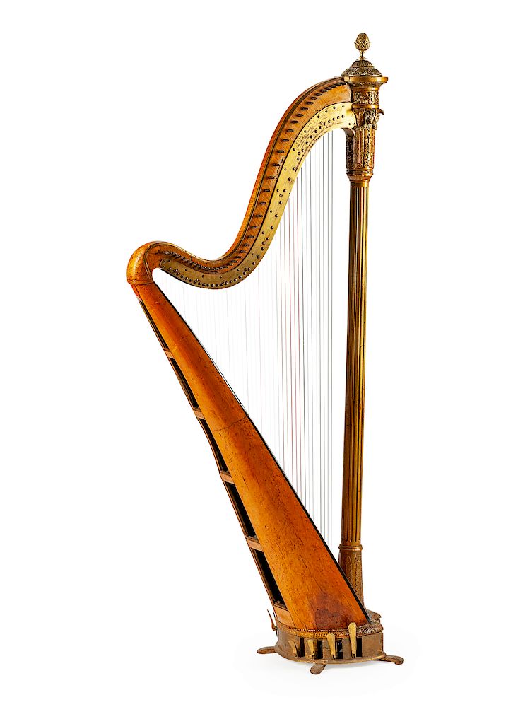 Appraisal: A Giltwood and Satinwood Harp A Giltwood and Satinwood Harp