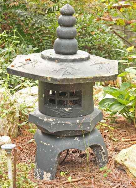 Appraisal: Cast Stone Pagodapainted black in Flaking to paint