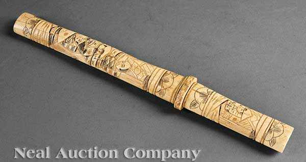 Appraisal: A Japanese Bone Mounted Tanto Knife curved blade with bone