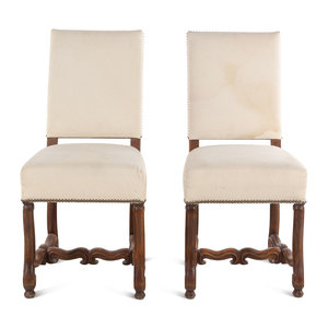 Appraisal: A Pair of Louis XIII Style Walnut Side Chairs th