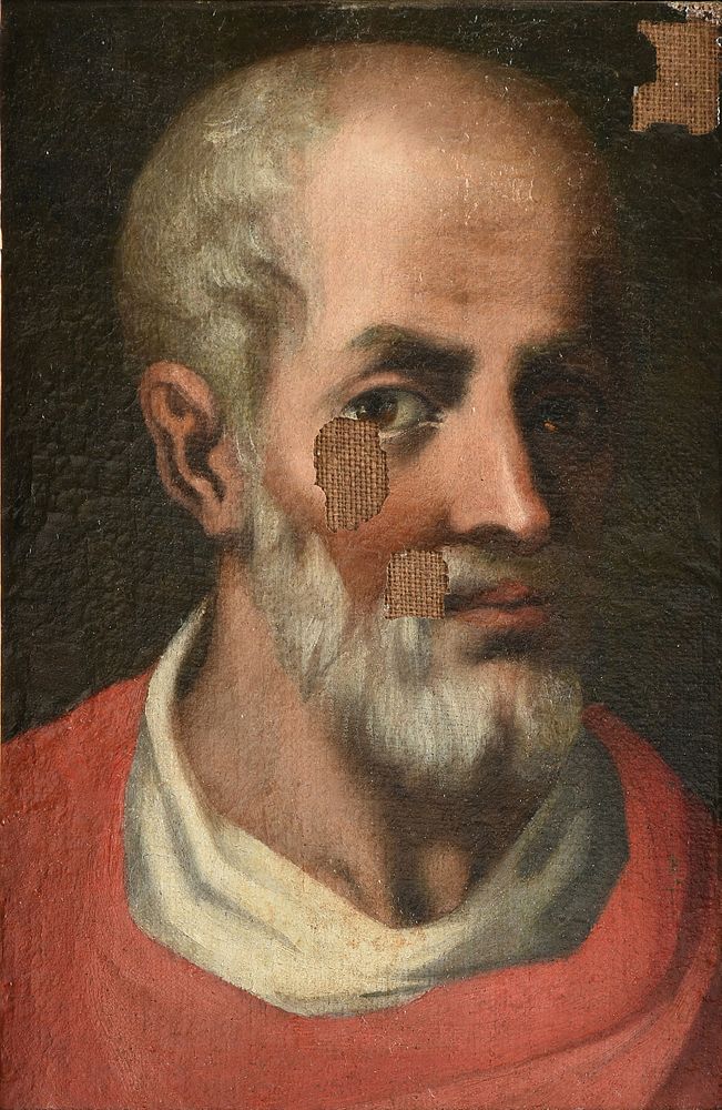 Appraisal: FRENCH SCHOOL AN ICON PAINTING Head of Saint Paul LATE