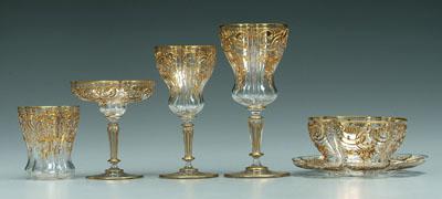 Appraisal: pieces gilt decorated glassware ground bases heavy gilt scrolls and