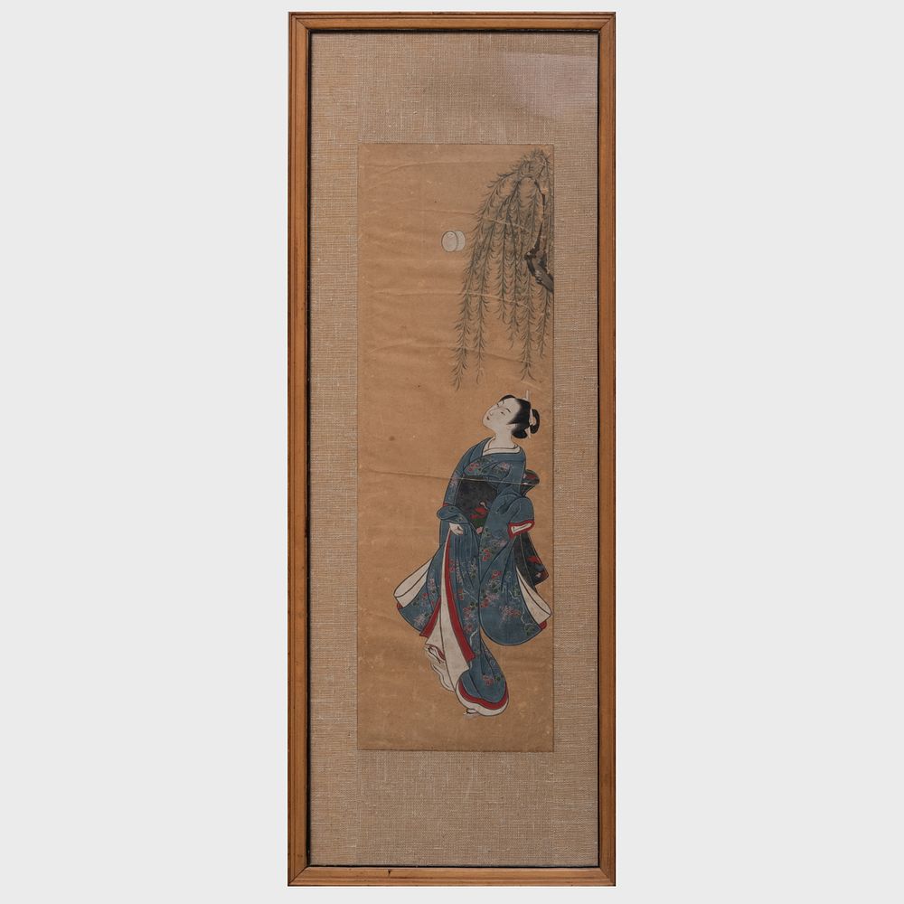 Appraisal: Utagawa Toyokuni - Scroll Painting of a Beauty Ink and