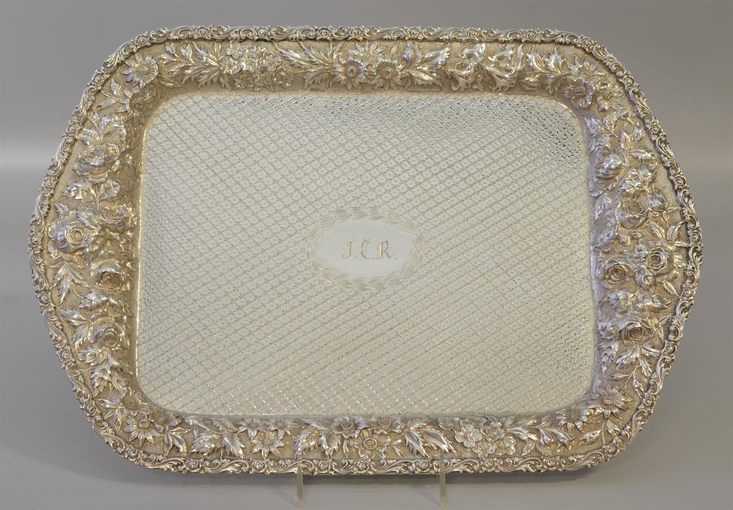 Appraisal: Schofield Co Baltimore Rose sterling silver tray with repousse border