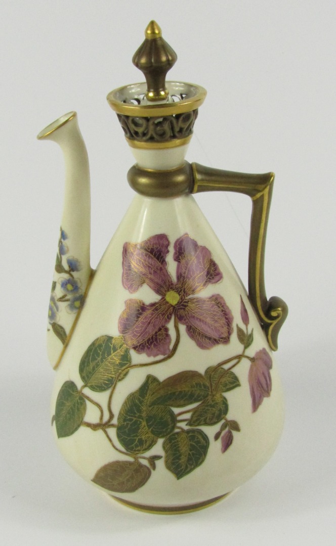 Appraisal: A Royal Worcester blush porcelain oil bottle and stopper circa