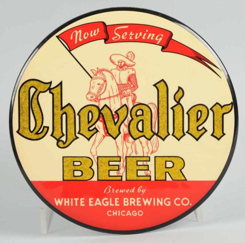 Appraisal: Chevalier Beer Celluloid Button Sign White Eagle Brewing Company Clean