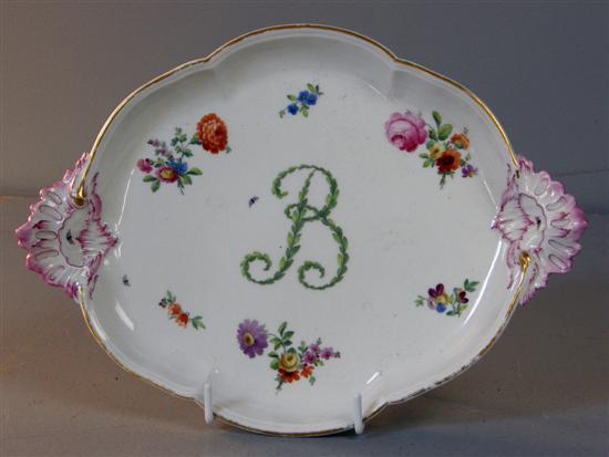 Appraisal: th century Berlin shaped tray decorated with floral sprigs highlighted