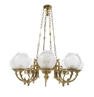 Appraisal: A Victorian Brass Chandelier Diameter inches A Victorian Brass Chandelier