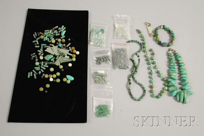 Appraisal: Small Group of Turquoise Jewelry together with loose turquoise beads