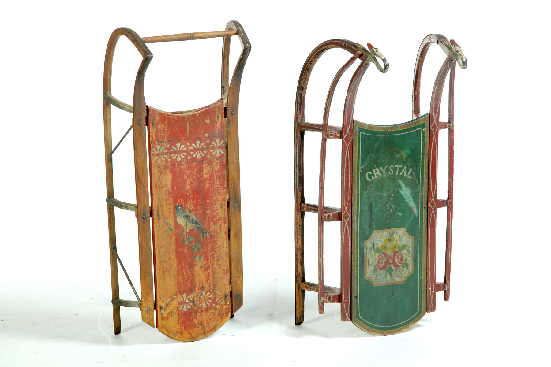 Appraisal: TWO CHILDREN'S SLEDS American th quarter- th century Painted wood